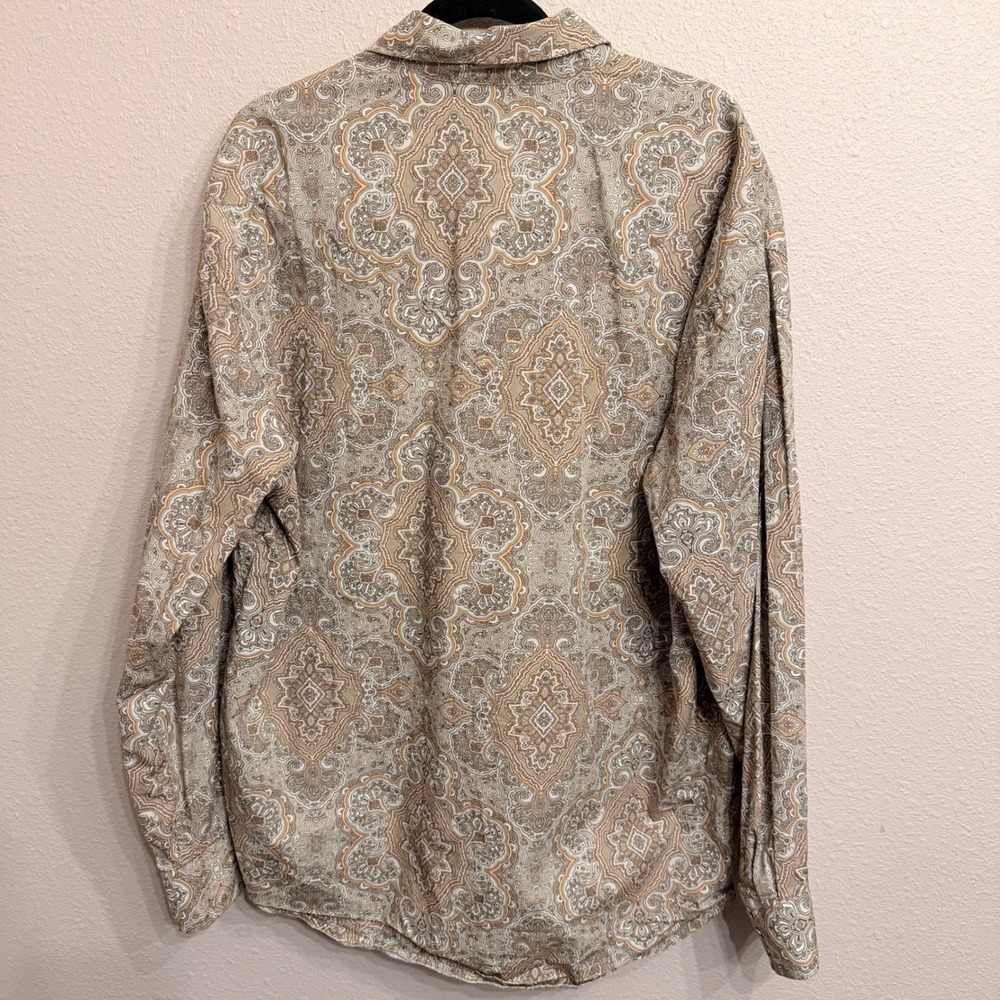 Stetson Mens XL Desert Paisley Western Pearl Snap Shirt Tan Brown Cowboy Rodeo - Picture 2 of 10